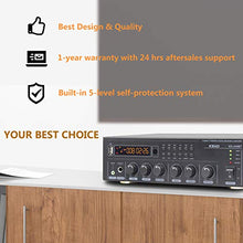 Load image into Gallery viewer, Bluetooth (V5.0) Stereo Digital Amplifier Receiver RMS 2X 40W for Home Audio Passive Speakers System, Compact with USB/Optical/SPDIF/AUX/MP3/Mic, Remote Control Sleep Timer