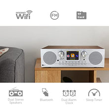 Load image into Gallery viewer, FM Wi-Fi Internet Radio Alarm Clock Stereo Speakers Micro SD Line Out Aux in 30,000+ Stations Stress Relief Relaxation Sleep Aid 2.8" Color Display Wooden Casing