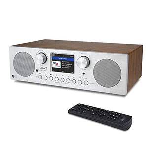 FM Wi-Fi Internet Radio Alarm Clock Stereo Speakers Micro SD Line Out Aux in 30,000+ Stations Stress Relief Relaxation Sleep Aid 2.8" Color Display Wooden Casing