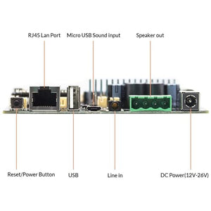 WiFi&Bluetooth 5.0 ホームオーディオアンプ 50+50W 21V DC/2.0 ステレオチャンネル&モノラルマルチゾーンストリーミングアンプボード Airplay付き Spotify Connect DIYスピーカーボード用 - Up2stream Amp V4