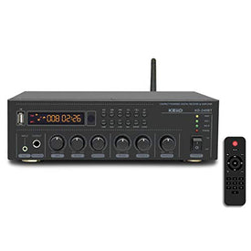 Bluetooth (V5.0) ステレオ デジタル アンプ レシーバー RMS 2X 40W ホーム オーディオ パッシブ スピーカー システム用、USB/オプティカル/SPDIF/AUX/MP3/マイク付きコンパクト、リモコン スリープ タイマー