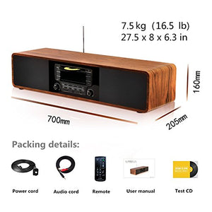 CD Player for Home with Bluetooth Stereo System Wooden Desktop Speakers FM Radio USB SD AUX Remote Control, 28 Inch Long 20 Pounds Weight