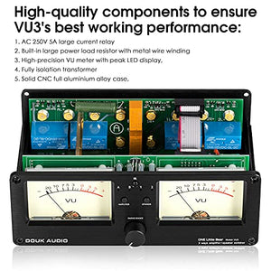 Audio VU3 Dual Analog VU Meter, 2-Way Amplifier/Speaker Switch, Audio Switcher Box with DB Panel Display