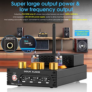 HiFi Stereo Bluetooth 5.0 Vacuum Tube Amplifier MM Phono Amp for Turntables 320W