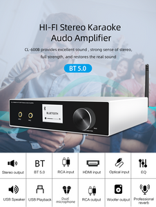 Amplificador de karaokê estéreo HiFi Receptor Bluetooth 5.0 de áudio
